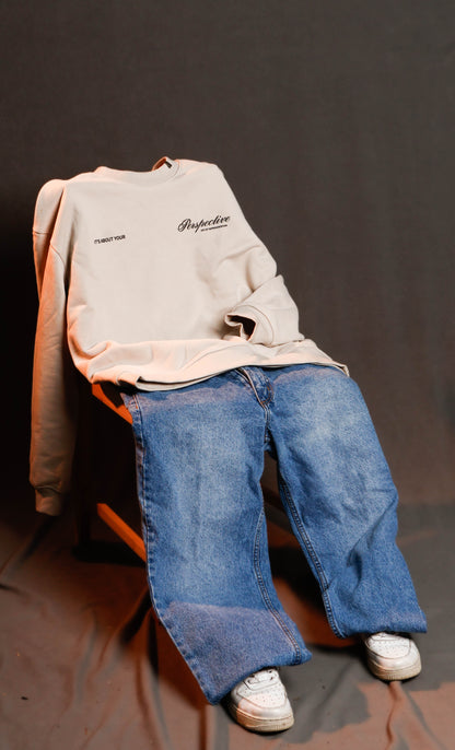 Crewneck Cursive Perspective Beige