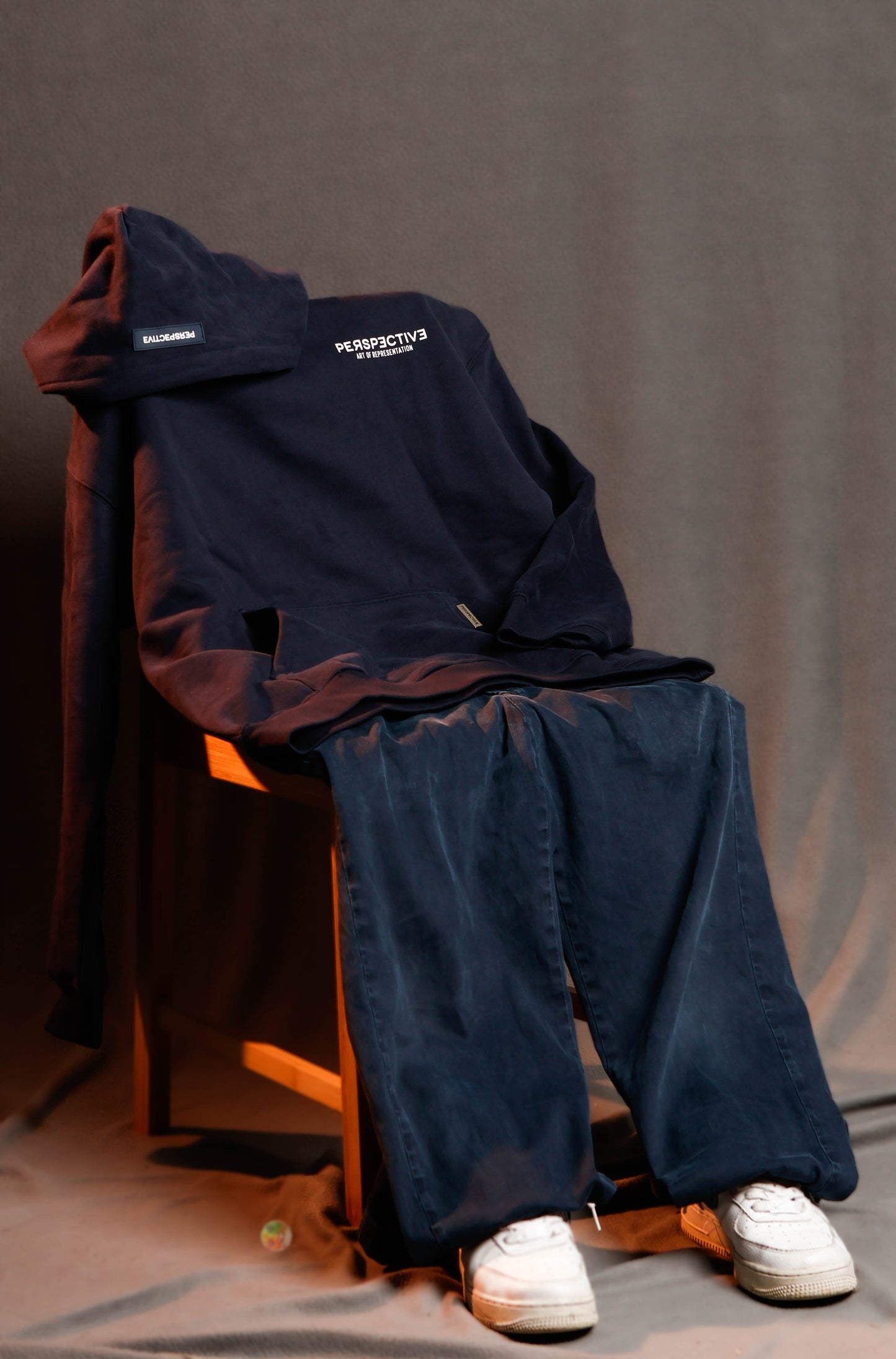 Perspective Basic Hoodie Blue Navy